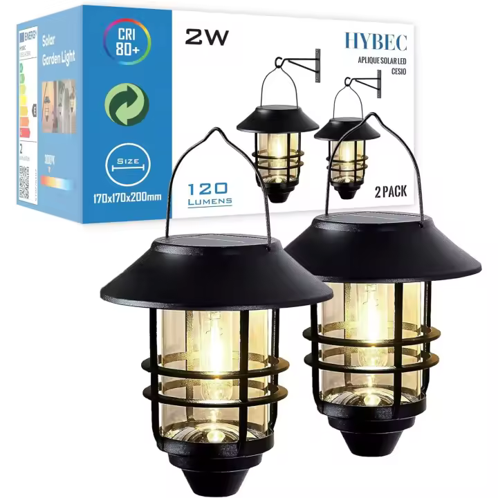 HYBEC - Farolillos Solares Exterior, Faroles solares exterior jardin, Farolillos Exterior, Farol Exterior Pared, Faroles Jardin Exterior, Farola Exterior, Farol Decoracion, Farolillos Solares - 1