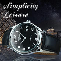 Reloj De Pulsera Métrico Para Hombres Winner Clásico Retro Con Calendario Manos Azules Y Correa De Cuero Acero Inoxidable Automático - details 3