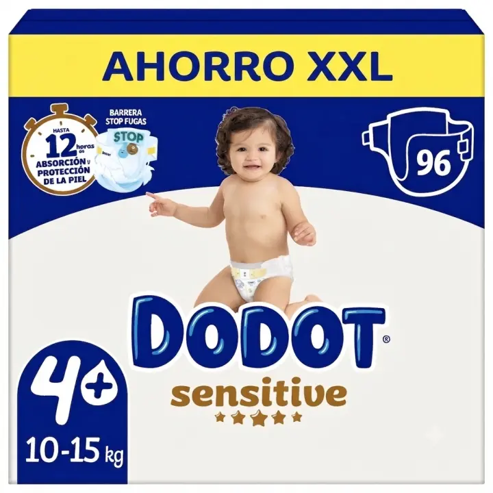 Dodot Sensitive Extra Pañal Bebé, Tallas 3+,4+,5+,6+  Pack mensual - 1