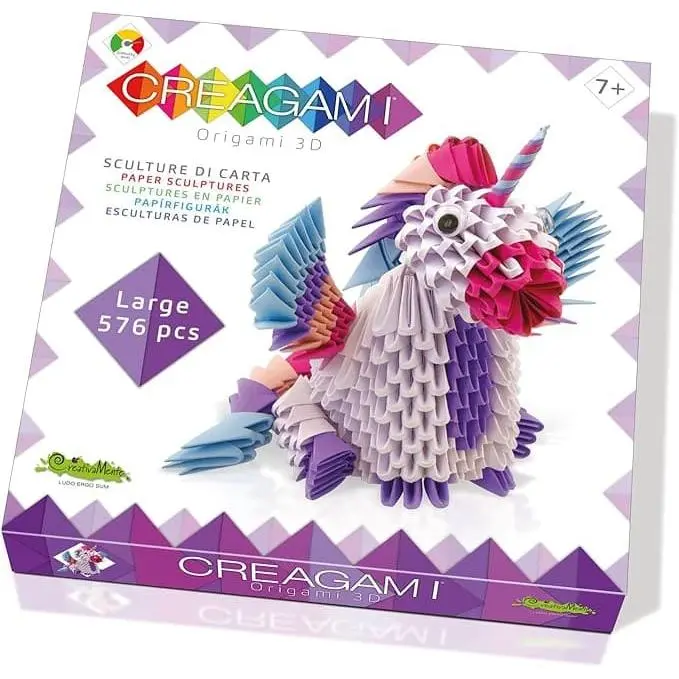 Creagami unicornio - Origami 3D de 576 piezas - A partir de 7 años - ideal para el desarrollo de las funciones cognitivas básicas y avanzadas - fortaleza la concentración en sus 4 variantes - Fabricado por Oxford y CreativaMente - 1