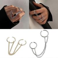 Genial juego de anillos Dobles con detalle de Cadena: anillos de moda para Amantes of hip hop. - details 0