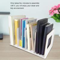 Estantería de libros, estante de escritorio de madera de bricolaje, almacenamiento de DVD, organizador de revistas, caja de almacenamiento de libros extraíbles a; 4 secciones para estudiantes, niños, adultos (blanco cálido) - details 0
