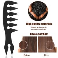 Peines de dientes anchos, peine texturizado para peinar El Cabello, para hombre y Mujeres, color Negro. - details 2