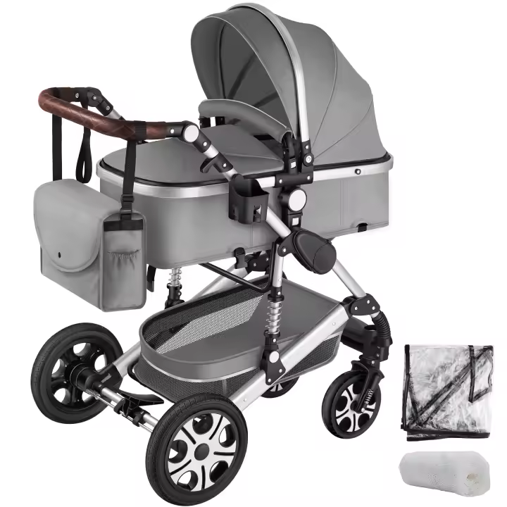 Tectake - Cochecito combinado MATS, plegable, arnés de 5 puntos, Cochecito combinado plegable con capota plegable para niños pequeños de 0 a 36 meses, 2 en 1-uso como cochecito con capazo extraíble o como silla de paseo con asiento deportivo - 1