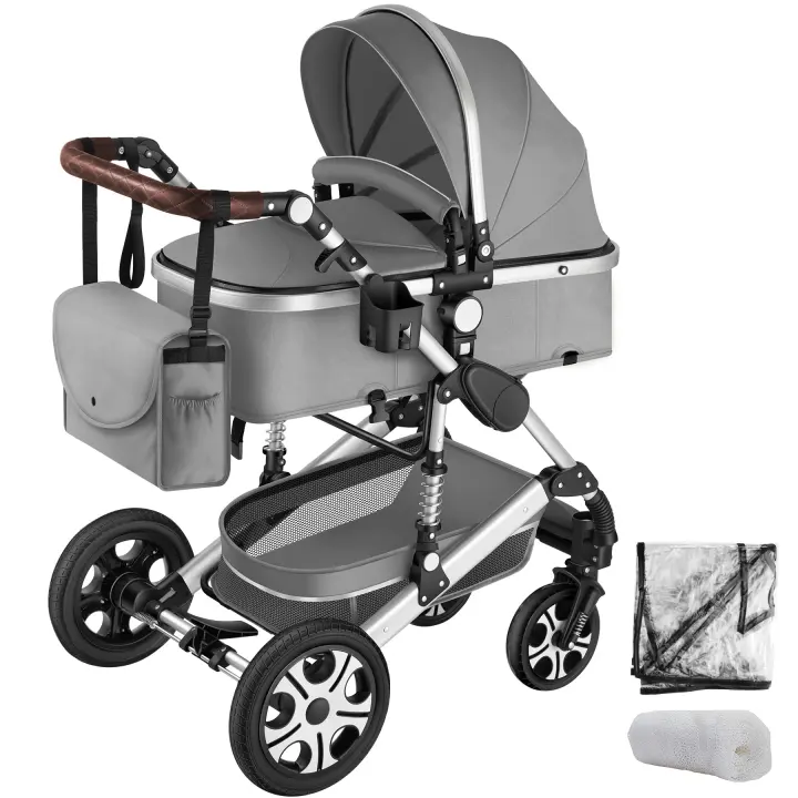 Tectake - Cochecito combinado MATS, plegable, arnés de 5 puntos, Cochecito combinado plegable con capota plegable para niños pequeños de 0 a 36 meses, 2 en 1-uso como cochecito con capazo extraíble o como silla de paseo con asiento deportivo - 1