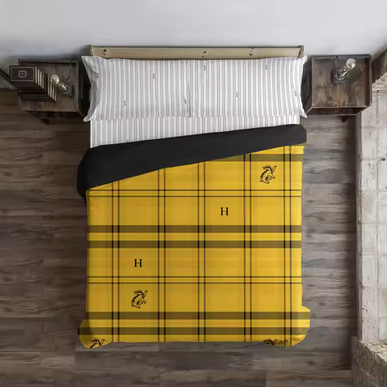 BL BELUM  Funda nórdica Harry Potter, Funda nórdica con botones 100% algodón modelo Hufflepuff Cuadro - Funda Nórdica Extrasuave - Funda Nórdica 100% Made in Spain - 1