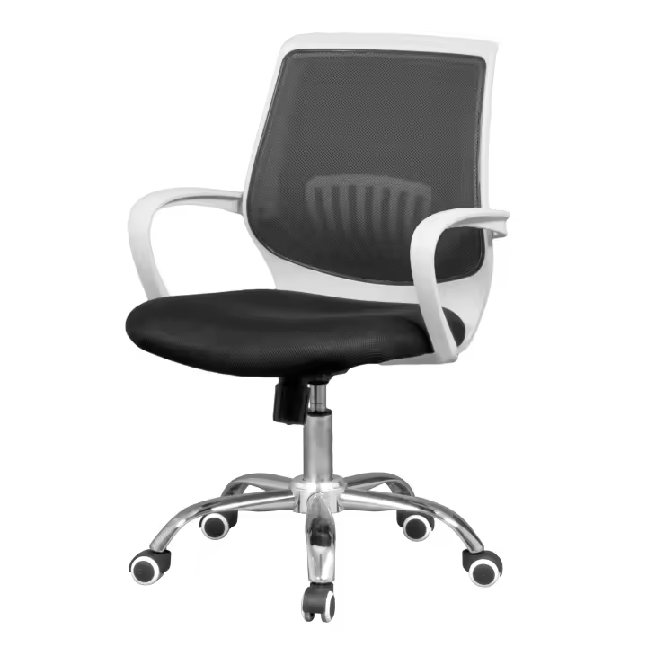 Silla oficina Trend para Espacios de Trabajo en color Blanco y Negro con Estructura Metal, Tela y Medidas 60x87x59 cm - 1