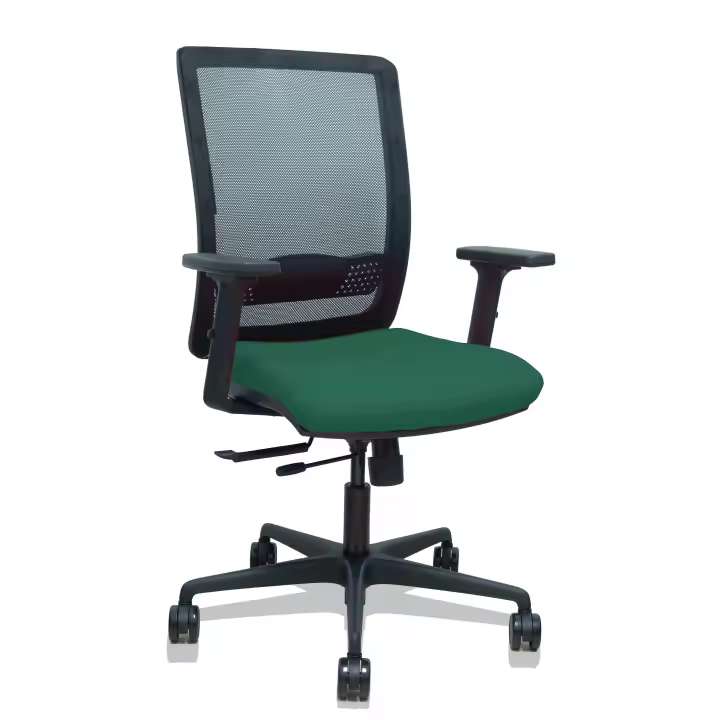 Silla Haches traslack malla negra asiento bali verde botella brazos 2D ruedas 65mm - 1