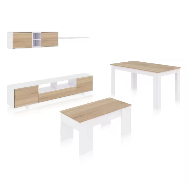 Habitdesign -Pack salón con mesa de centro y mesa de comedor Max V2B - 1