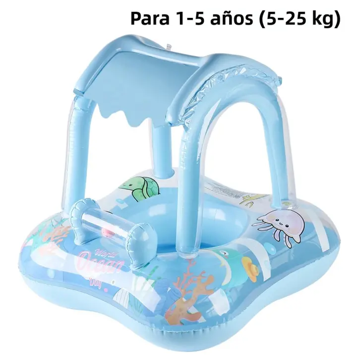 1pc Flotador De Piscina Para Bebés Con Canopy Juguete De Playa Para Fiesta Flotadores Para Niños Pequeños Y Recién Nacidos - 1