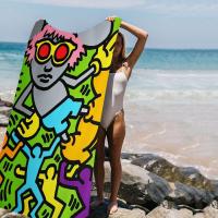 Toalla De Playa K-Keith-Haring Impresión Microfibra Absorbente Secado Rápido Suave Para Yoga Natación Resort Montañismo Tamaño 76x182 Cm - details 1