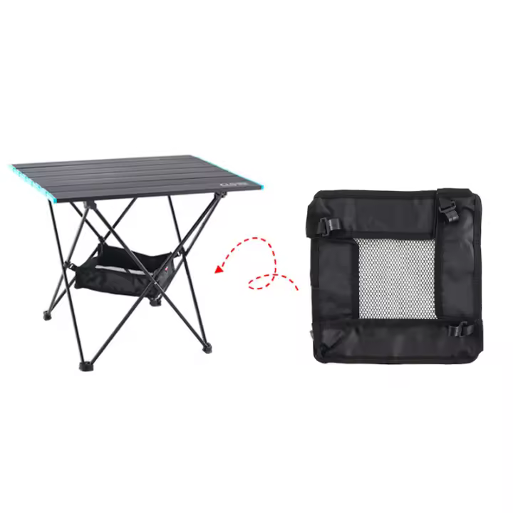  Mesa Portátil Plegable Con Cesta De Almacenamiento Para Picnic Camping BBQ Accesorios Para Exteriores Organizador De Redes - 1
