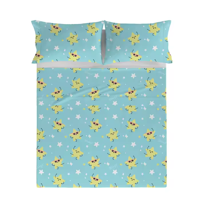 MR. WONDERFUL - Sábana encimera ESTRELLAS 100% algodón 144 hilos, ropa de cama. Disponible para cama de 90 cm (160x270 cm), 135 cm (210x270 cm), 150/160 cm ( 240x270 cm), 180 cm (270x270 cm). Fabricado en España. - 1