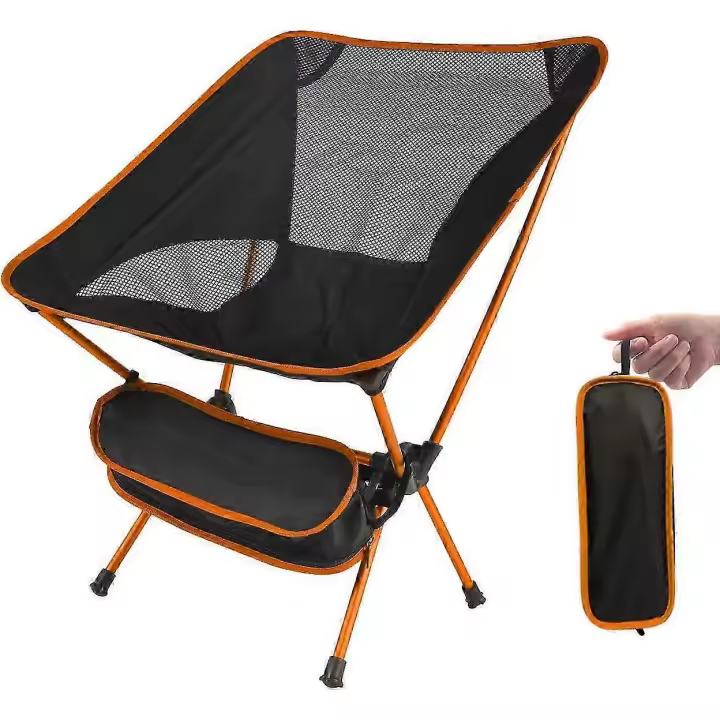 Silla de camping plegable Silla de pesca ultra ligera Silla de playa compacta silla plegable silla al aire libre, naranja - 1