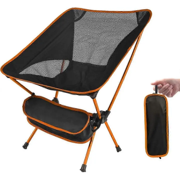Folding camping chair ultra light fishing chair compact beach chair folding chair outdoor chair, orange - 1