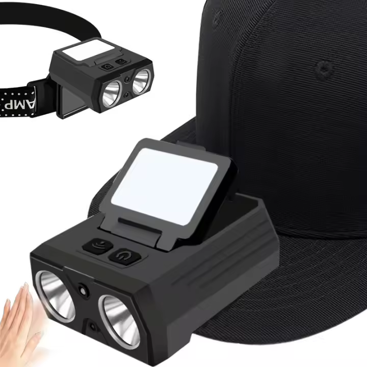 Nuevo estilo de luz de faro de inducción con tapa, carga USB, diadema con atenuación continua para exteriores, faro LED para pesca nocturna - 1
