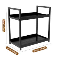 Estante De Contado Multifuncional De 2 Niveles En Negro Y Blanco Para Almacenamiento De Cosméticos En Baño Y Especias En Cocina Capacidad Grande - details 9