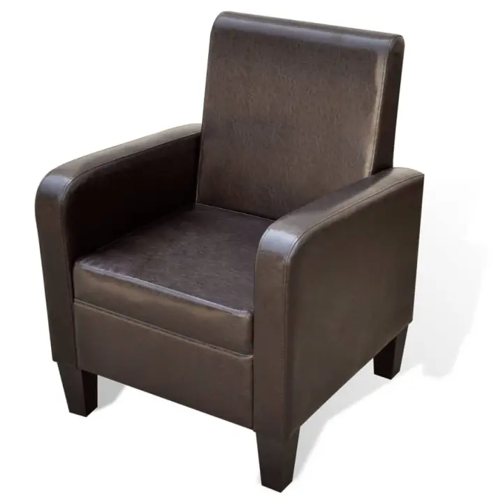vidaXL Sillón de cuero sintético Marrón, Negro, Sillon Dormitorio Sillon Comodos Silla Relax Sillón Sofá - 1