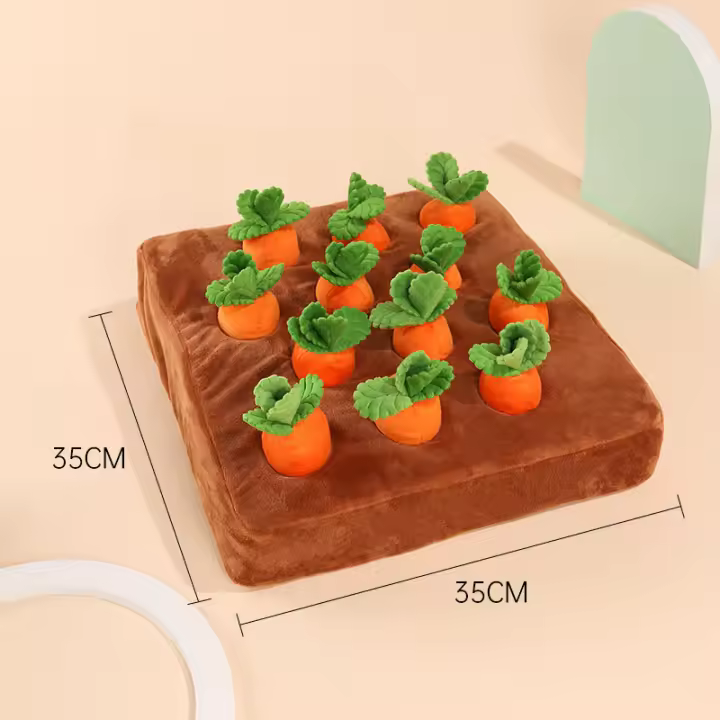 Juguete Interactivo Para Perros Y Gatos Mat De Zanahoria Snuffle Con 12 Zanahorias Alivio De Estrés Juguete Masticable Para Mascotas - 1