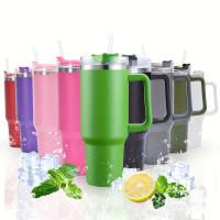 Botella De Agua Aislada De Acero Inoxidable De 40oz Con Mango  De Bebida Para Verano Y Exterior Mantén Frío Con Tapón Y Pajita Mug - details 10