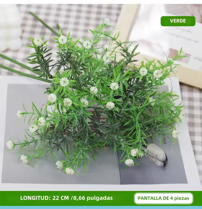5PCS Grama Artificial De Invierno Blanca Con Corazón De Manzanita Decoración Para Bodas Y Jardines Exteriores Verde Silken - 1