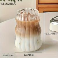 2/4/6PCS Vaso De Vidrio INS Resistente Al Calor Tumbler Bebida Transparente Taza De Café Leche Jugo Agua Para El Hogar Vaso De Cerveza Con Rayas - details 1