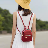 Mochila De Piel PU Para Mujer Pequeña Y Ligeramente Casual Con Cierre De Cremallera Capacidad Alta Mochila Escolar Mini Para Adolescentes - details 5