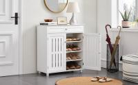 Mueble Zapatero de 2 Puertas Armario de 4 Niveles para Zapatos Mueble Auxiliar con Cajón y Estantes Ajustables para Entrada de Salón 78 x 37 x 86 cm Blanco - details 0
