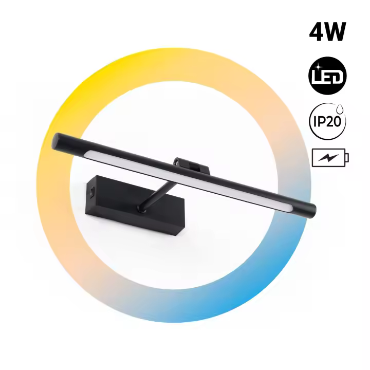 Barcelona LED Aplique LED tubular con batería - 4W - Mando a distancia - CCT + DIM + Temporizador - 1