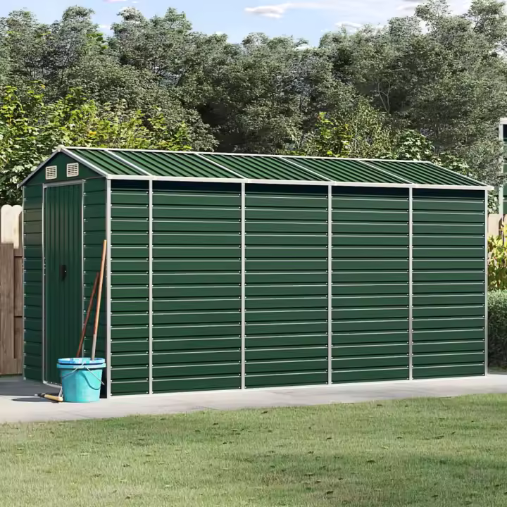 vidaXL Cobertizo de jardín acero galvanizado verde 191x385x198 cm - 1