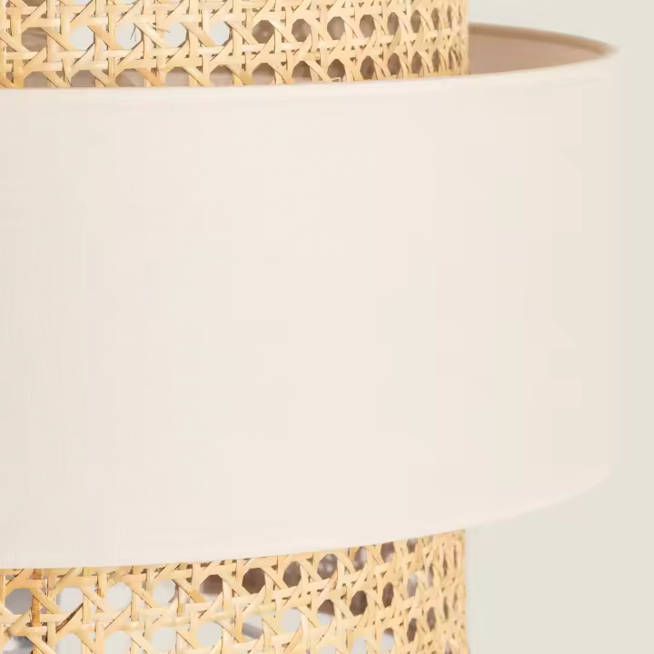 LEDKIA LIGHTING - Lámpara de Pie Amaia | Estructura de Metal Estable | Pantalla de Tela Suave | Ajustable y Ergonómica | Ideal para Salón y Dormitorio, Beige, Ratán - 1