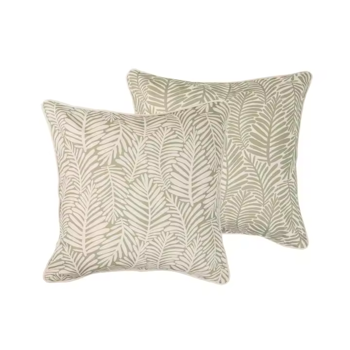 Cojín Lino Hojas Verdes 45x13x45 Cm - 1
