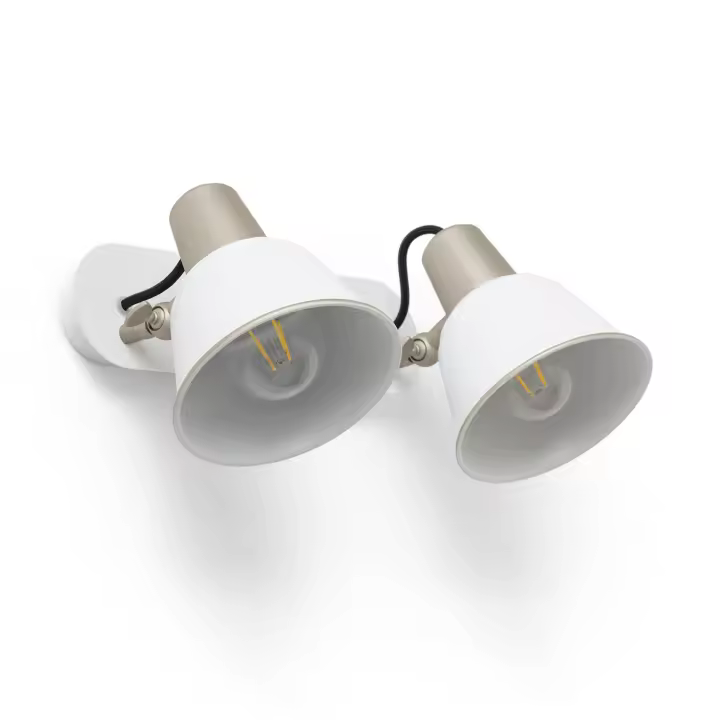 Ledkia Lámpara de Pared Baño Metal 2 Focos Birzay Blanco - 1