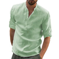 Camisa Casual Para Hombre Algodón Y Lino Suelta Manga Larga Primavera Otoño Camisa Elegante Cómoda Para Diario - details 4
