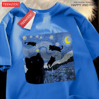 Camiseta De Algodón Respirable Para Hombre Y Mujer Con Diseño De Gato Estrellado Estilo Casual Y Amplio Para El Verano - details 18