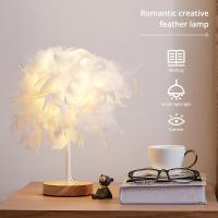 Lámpara De Mesa LED Caliente Pequeña Luz Nocturna Creativa Nórdica Romántica Para Novia Dormitorio Rojo Con Plumas Fuente De Alimentación DC 5V ABS Sin Baterías Certificación 2 Años - details 2
