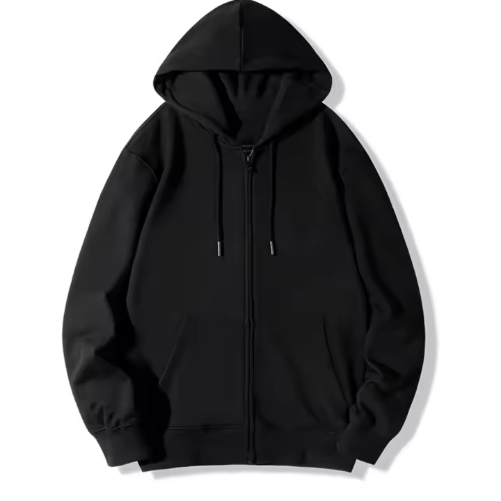 Sudadera con capucha y cremallera de color liso para hombre, chaqueta informal clásica de otoño - estudio de caso - 1