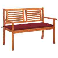 vidaXL Banco de jardín 2 plazas madera maciza eucalipto y cojín 120 cm en color Negro/Antracita/Estampados cuadros grises y más | acolchados duraderos para sofás de jardín terraza exterior - details 6