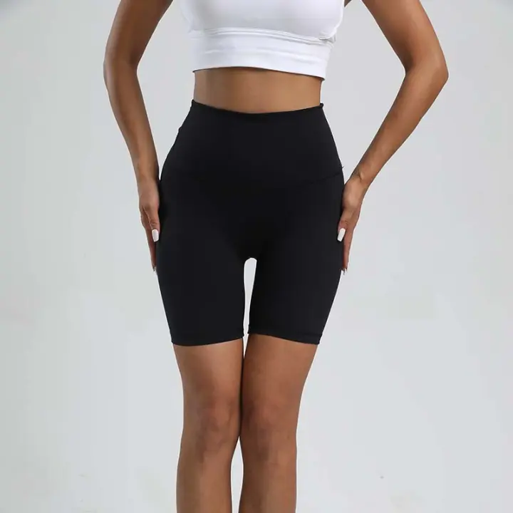 Short De Yoga Para Mujer En Color Sólido Suave Y Transpirable Con Bolsillo Interno Soporte Y Compresión Para Entrenamiento Completo Ciclismo Y Running - 1