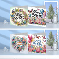 Tarjetas De Cumpleaños Hechas a Mano Con Diamantes 5D Rhinestone Arte De Artesanía Para Festival Y Navidad Pack De 12-4 Pcs - details 0