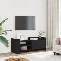 vidaXL Mueble para TV madera contrachapada negra 100x35x40 cm en color Negro/Gris hormigón/Marrón roble y más | almacenamiento funcional diseño moderno para baño dormitorio sala - details 0
