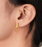Personalizado elegante Círculo trenzado joyería de estilo casual de encaje de Diamantes Redondo Signo de Diseño de Titanium de Maple Chapado en oro pendientes - details 3