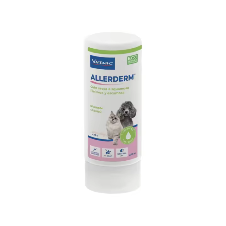 VIRBAC - Allerderm (250 ml) - Champú para Piel Seca y Escamosa de Perros y Gatos - 1