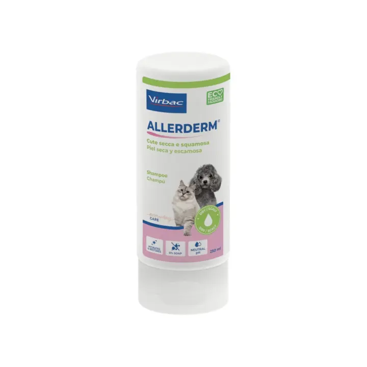 VIRBAC - Allerderm (250 ml) - Champú para Piel Seca y Escamosa de Perros y Gatos - 1