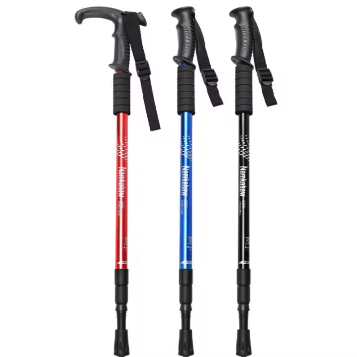 Palo De Camino De Aleación De Aluminio Retráctil Para Escalada Y Senderismo Con Mango De Goma Herramienta De Apoyo Para Actividades Al Aire Libre - 1