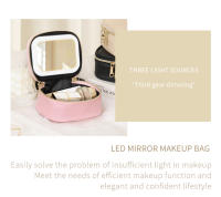 Bolso De Maquillaje Recargable Con Espejo LED Pantalla Táctil Compacta 3 Luzes Coloridas Material PU Estilo Casual - details 0