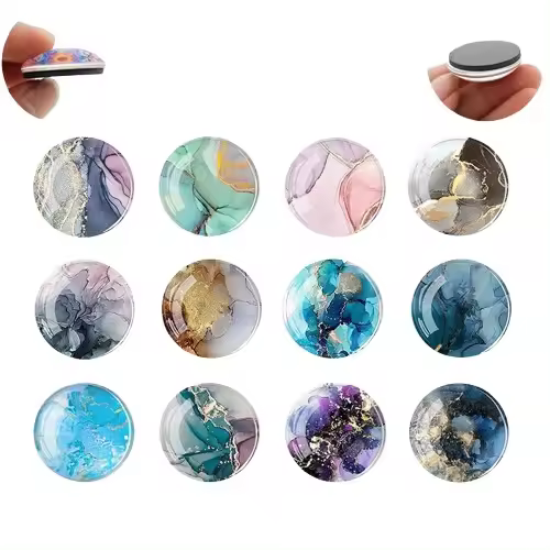 12 calcomanías Imán magnético de vidrio resistente para el refrigerador, adhesivo para el refrigerador, imanes de cristal de mármol para manualidades, imanes para cocina, oficina, pizarra, armario y lavavajillas. 30 mm - 1