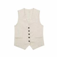 Conjunto Elegante Para Mujer TRAFZA Con Chaleco Y Pantalones Altos Cintura Ajustada Traje De Oficina Sin Mangas V-Neck Talla Regular - details 18