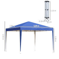 Gazebo aprox. Carpa de Jardín with Bolsa, camping Jardín gazebo, Azul 3x3m Imperable estable a prueba de frío pop up gazebo plegable Protección UV Tienda plegable - details 6