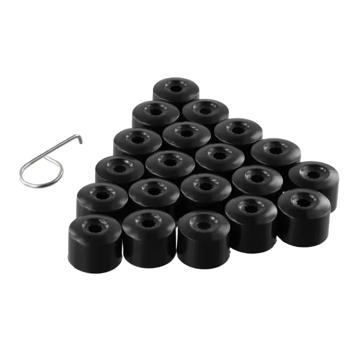 Juego De 20 Cubiertas Para Juego De Luces Negras De Tornillos De Rueda +4 Tipos De Bloqueo Para Coche Golf 30 X 21.2mm Plástico Antirros Seguro Para Tornillos De 17 Mm - 1